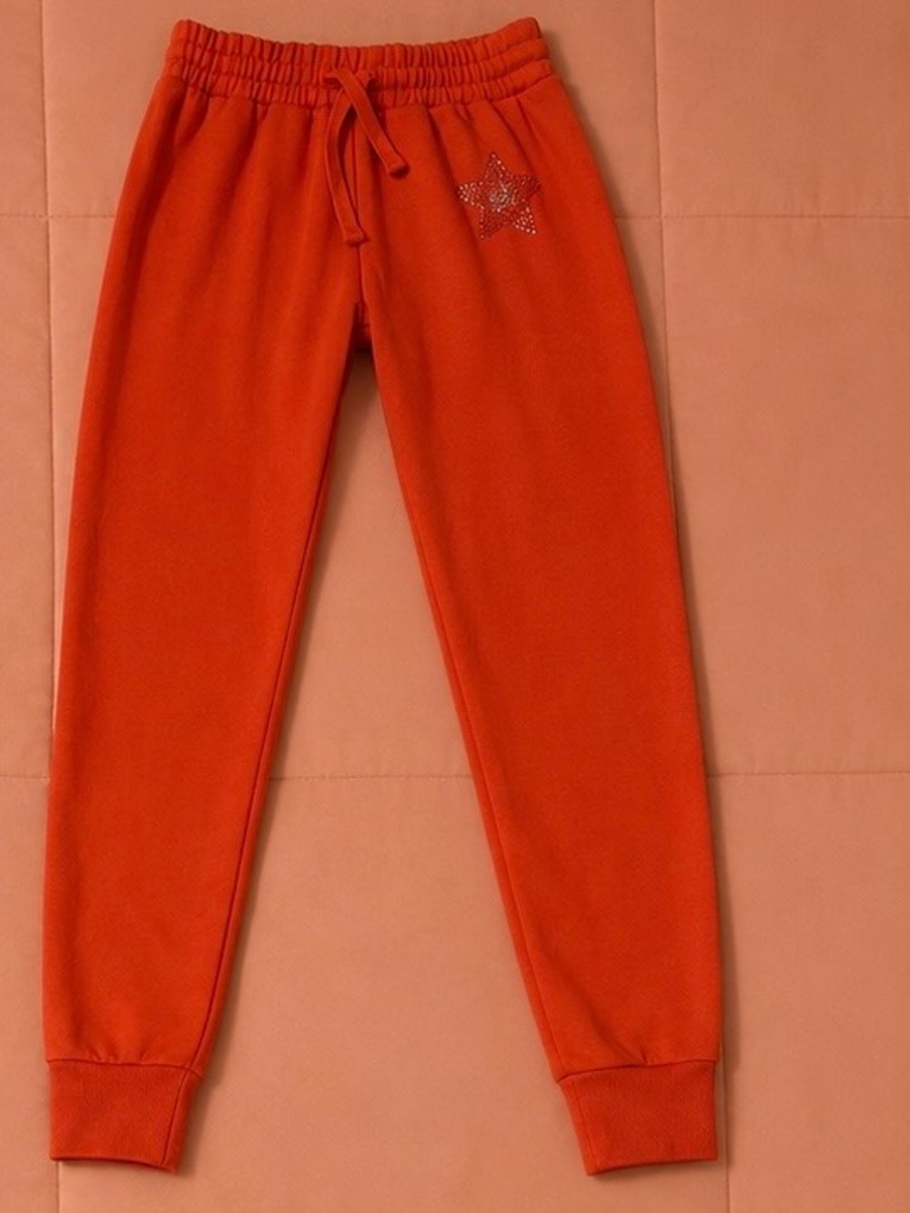 Orange Star Embellished Drawstring Joggers